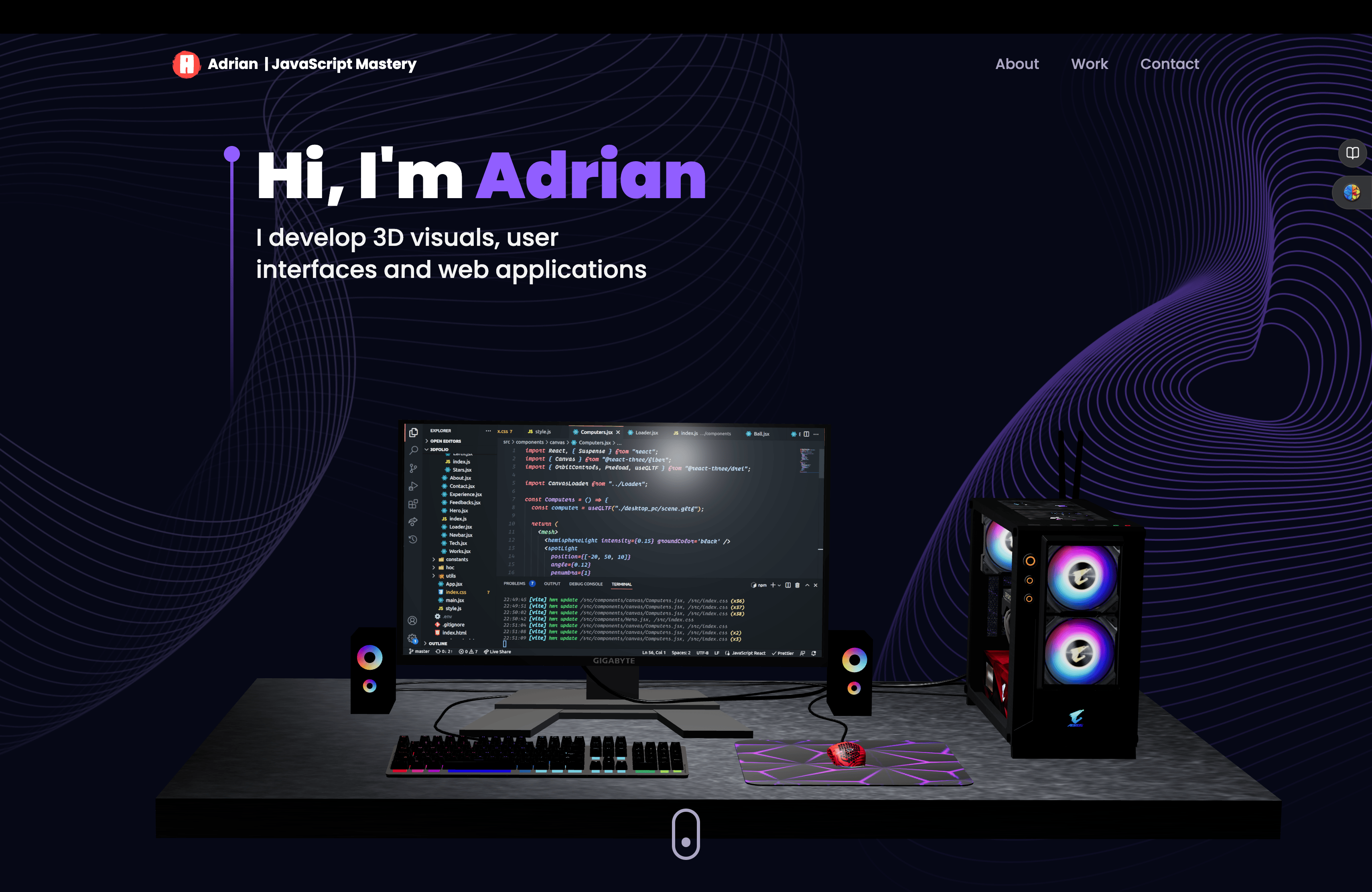 Modern 3D Portfolio Screenshot